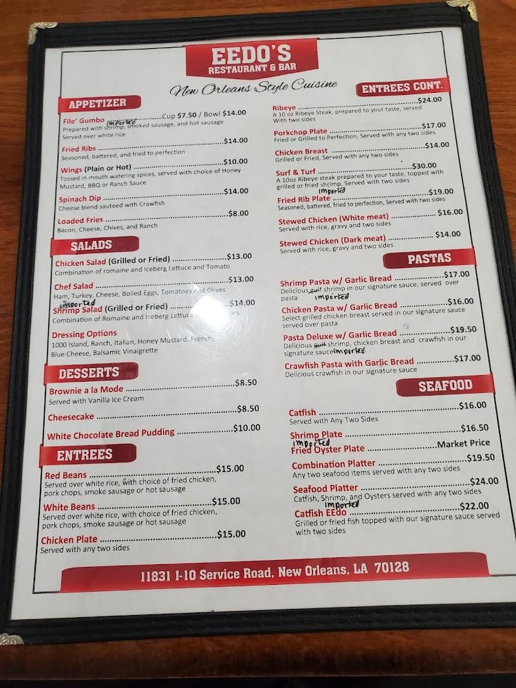 Eedo's Restaurant Menu image 1